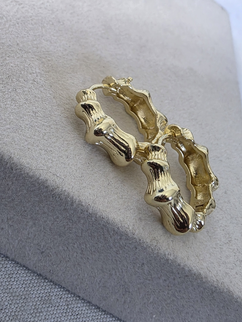 Gold Filled Small Bamboo Huggie Hoop Earrings